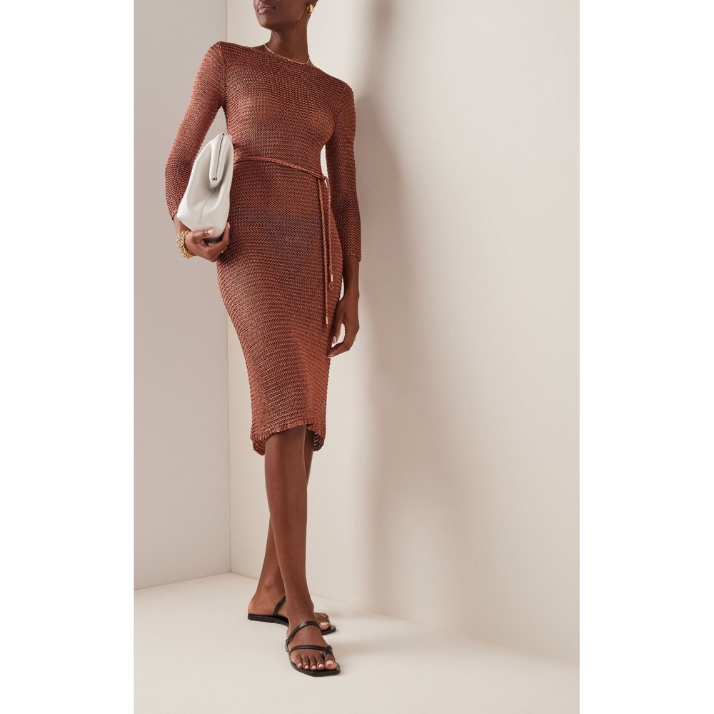 Zimmermann Anneke Metallic-Knit Midi Dress Size XS - Picture 5 of 16